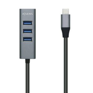 Hub USB Tipo-C Aisens A109-0508/ 4xUSB/ Gris - 8436574705553