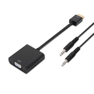 Conversor Aisens A122-0126/ HDMI Macho - VGA Hembra/ Jack 3.5 Hembra/ 10cm/ Negro - 8436574701258