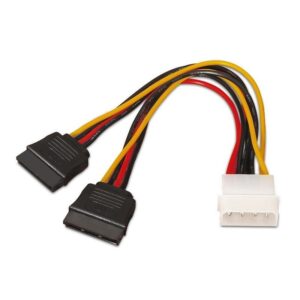 Cable Duplicador de Alimentación Aisens A131-0161/ Molex 4 PIN Macho - 2x SATA Hembra/ Hasta 54W/ 20cm - 8436574701609