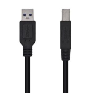 Cable USB 3.0 Impresora Aisens A105-0445/ USB Tipo-B Macho - USB Macho/ 5Gbps/ 3m/ Negro - 8436574704990