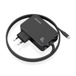 Cargador de Portátil GaN Aisens ASCH-1PD90WL034-BK/ 1xUSB Tipo-C + Cable 1.8m/ 90W/ Automático/ Voltaje 5-20V - 8436574709957