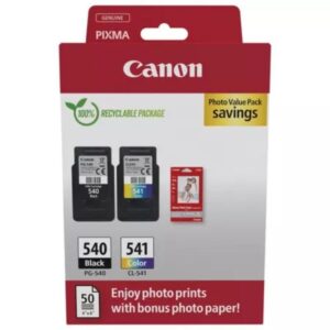 Cartucho de Tinta Original Canon PG-540 + CL-541 Multipack/ Negro/ Tricolor + Papel Fotográfico - 8714574679754