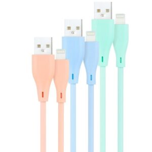 Cables USB 2.0 Lightning Nanocable 10.10.0401-A1/ USB Macho - Lightning Macho/ 1m/ 3 Unidades/ Rosa, Azul y Verde - 8433281012691