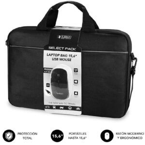 Maletín + Ratón Subblim Select Pack para Portátiles hasta 15.6'/ Cinta para Trolley/ Negro - 8436586741198