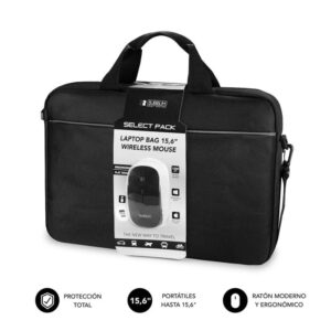 Maletín + Ratón Inalámbrico Subblim Select Pack para Portátiles hasta 15.6'/ Cinta para Trolley/ Negro - 8436586741204