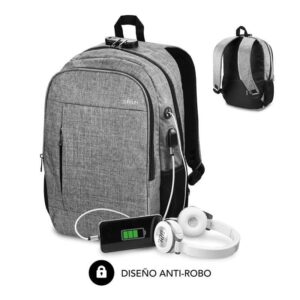 Mochila Subblim Urban Lock para Portátiles hasta 16'/ Puerto USB/ Antirrobo/ Gris - 8436586741167