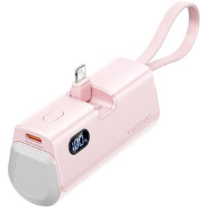 Powerbank 4800mAh Vention FHRP0/ 22.5W/ Rosa/ Incluye Cable USB Tipo-C y Lightning - 6922794784628