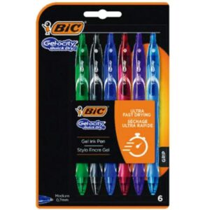 Bolígrafos de Tinta de Gel Retráctil Bic Gelocity Quick Dry 964769/ 6 unidades/ Surtidos - 3086123537576