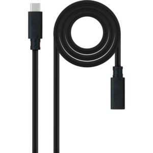 Cable Alargador USB Tipo-C 3.2 Nanocable 10.01.4501/ USB Tipo-C Macho - USB Tipo-C Hembra/ 1m/ Negro - 8433281015364