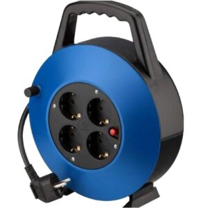 Regleta enrollable Phasak BN 3411/ 4 Tomas de Corriente/ Cable 10m/ Azul - 5605922005314