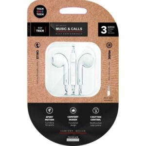 Auriculares Intrauditivos Tech One Tech earTECH B&W Be Original TEC1011/ con Micrófono/ Mini Jack 3.5/ Blanco y Negro - 8436546594666