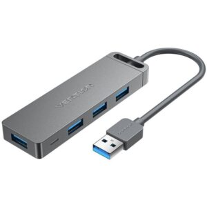 Hub USB 3.0 Vention CHLHB/ 4xUSB/ 1xMicroUSB PD/ Gris - 6922794773639