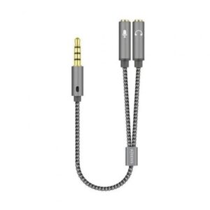 Cable Estéreo Aisens A128-0415/ Jack 3.5 Macho - 2x Jack 3.5 Hembra/ 25cm/ Gris