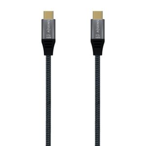 Cable USB 3.2 Tipo-C Aisens A107-0670 20GBPS 100W/ USB Tipo-C Macho - USB Tipo-C Macho/ Hasta 100W/ 20Gbps/ 60cm/ Gris