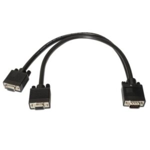 Cable Duplicador SVGA Aisens A113-0081/ VGA Macho - 2x VGA Hembra/ Hasta 3W/ 10Mbps/ 45cm/ Negro - 8436574700800