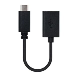 Cable USB 2.0 Tipo-C Nanocable 10.01.2400/ USB Tipo-C Macho - USB Hembra/ 480Mbps/ 15cm/ Negro
