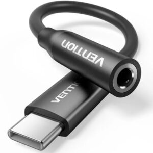 Adaptador Audio Vention BIIBA/ Jack 3.5 Hembra - USB Tipo-C Macho/ 10cm/ Negro