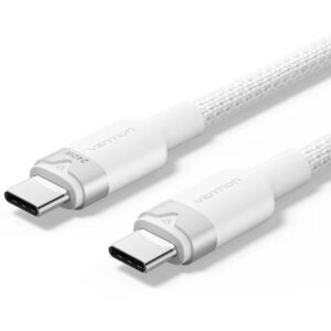 Cable USB Tipo-C 2.0 5A Vention TRIWF/ USB Tipo-C Macho - USB Tipo-C Macho/ Hasta 240W/ 480Mbps/ 1m/ Blanco - 6922794789555