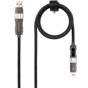 Cable USB 2.0 Tipo-C Nanocable 10.01.2501/ USB Tipo-C Macho + USB Macho - USB Tipo-C Macho + Lightning Macho/ Hasta 27W/ 480Mbps/ 1m/ Negro - 8433281017269
